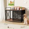 Heavy Duty Large Dog Crate Furniture For Large Medium Dog, Farmhouse Wooden Dog Kennel Indoor End Table, Decorative Pet House For Large Dogs - Brown - Image 2