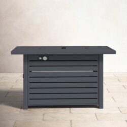 Propane / Gas Outdoor Fire Pit Table With Lid - Gray