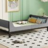 Twin Bed With Headboard, Footboard, Safeguards, Built-In Bed-End Book Storage Rack - Gray - Image 22