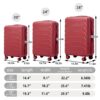 Set 3 Pieces 20" / 24" / 28" Abs Spinner Wheel Luggage, Matching Color, With Combination Lock - Wine Red - Image 2