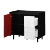Modern Sideboard Buffet Cabinet With Doors And Unique Panel Styling - Black / Red - Image 24
