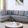 Irine - Faux Leather Sectional Sofa With Ottoman - Gray - Image 16