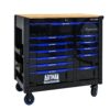12 Layer Drawer Multi Purpose Tool Cart With Wheels And Wooden Countertops - Black / Blue - Image 8