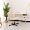 Cross Legged Office Chair, Wide Comfty Desk Chair, Vanity Home Chair No Wheels Armless Computer Task Chair, Swivel And Height Adjustable - Beige - Image 8