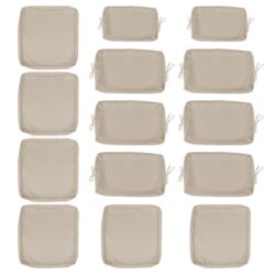 14 Pack Cushion Covers For 7 Piece Wicker Rattan Sectional Sofa (6 Seater), Outdoor Seat And Back Slipcovers With Zippers - Khaki