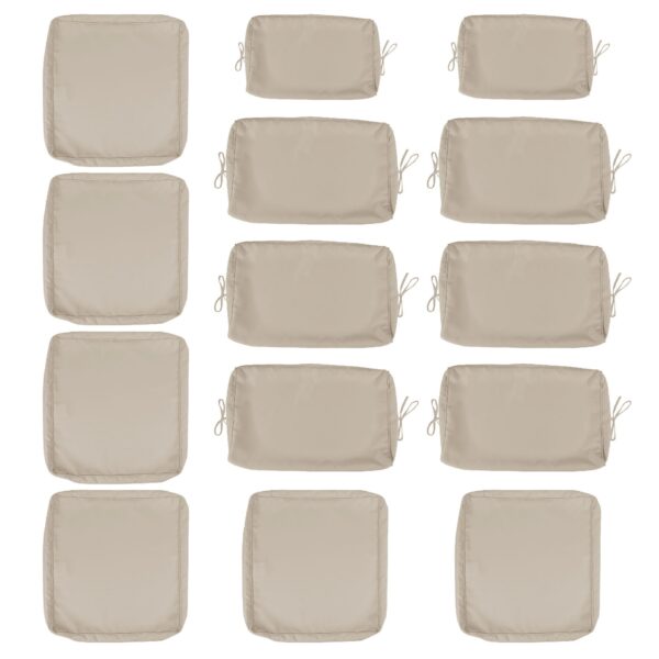 14 Pack Cushion Covers For 7 Piece Wicker Rattan Sectional Sofa (6 Seater), Outdoor Seat And Back Slipcovers With Zippers - Khaki