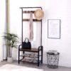 Coat Rack, Hall Tree With Shoe Bench For Entryway, Entryway Bench With Coat Rack, 4 In 1, With 9 Removable Hooks - Rustic Brown / Black - Image 4