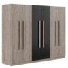6 Doors Wardrobe Storage For Bedroom, With 2 Drawers Inside - Black / Nature - Image 2