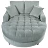 Modern Chaise Lounge Sofa Bed Upholstered Sofa Couch With Tufted Seat And Detachable Pillows For Living Room - Misty Green - Image 9