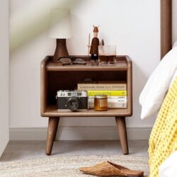Bedside Cabinet, Modern Simple Nightstands European Beech - Brown