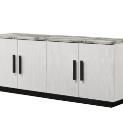 Matilda - Cabinet Console Table With White Faux Marble Top - White