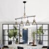 Dining Room Light Fixture / Chandelier Table, 40 -" Hanging For Farmhouse Linear Chandeliers, 5 Light Kitchen Island Lighting Ceiling Chandelier, With Metal Lampshade - Gold / Matte Black - Image 11