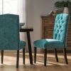 Harriet - Tufted Dining Chairs With Solid Wood Frame And Soft (Set of 2) - Teal Green - Image 5