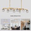 Crystal Chandelier For Dining Room, 8 Light Kitchen Chandelier Light Fixture Modern Metal Industrial Chandeliers For Farmhouse Entryway Living Room (8*G9 Bulbs Included) - Matte Gold - Image 7