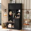 Modern Entryway Bench With Coat Rack, 3 Shelves And Drawers, 3 Sturdy Hooks, Wide Hall Tree With Storage Bench For Hallway - Black - Image 4