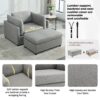 Wide Modern Oversized Armchair With Ottoman Stool, Single Sofa With Lumbar Support, Accent Chair, Reading Chair For Bedroom, Living Room - Light Gray - Image 3