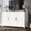 TV Stand For TVs Up To 65", Modern Entertainment Center Media Console Cabinet With 2 Spacious Storage Space - White - Image 3