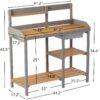 Outdoor Potting - Bench, Workstation Table With Cabinet For Backyard Garden Supplies - Gray / Brown - Image 2