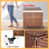 Laundry Hamper With Lid PE Rattan Powder Coating Frame Clothes Hampers With 2 Removable Bags, Wheels, 160L - Brown - Image 13