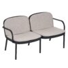 Luna - Outdoor Patio Loveseat With Frame And Cushions Weather Resistant Pp Material - Beige / Black - Image 4