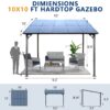 10 X 10 Ft Wall Mounted Outdoor Pergola Gazebo, Heavy Duty Metal Awning With Roof - Gray - Image 4