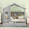 Twin Size House Bed With 2 Drawers, Kids Bed With Storage Shelf - Gray - Image 16