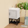 Modern Freestanding Bathroom Vanity With Ceramic Sink, Hot And Cold Faucet, 1 Door Cabinet & Open Iron Shelf, Magnesium Oxide And Iron Frame - White - Image 5