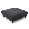 Madrid - Tufted Ottoman With Button Tufting And Turned Feet - Dark Gray - Image 4