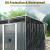 6Ft X 5Ft Outdoor Metal Storage Shed With Lockable Sliding Doors And Transparent Plate For Garden, Lawn - Black / White - Image 7