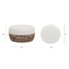 Willow - Round Upholstered Woven Patio Ottoman, Wicker Frame - Wheat Beige / Golden Brown - Image 8