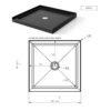 36" X 36" Shower Base 3.5" Height Anti - Slip Acrylic Center Drain Single Threshold Shower Base - Slate Black - Image 5