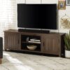 Modern Farmhouse 2 Door Grooved 70" TV Stand For TVs - Dark Walnut - Image 5