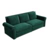 King Pull Out Sofa Bed, 3 In 1 Velvet Convertible Sleeper Sofa With Nailhead Trim & Rolled Arm, Multi Functional Sofa Bed For Living Room, Bedroom, Apartment, Office - Green - Image 11