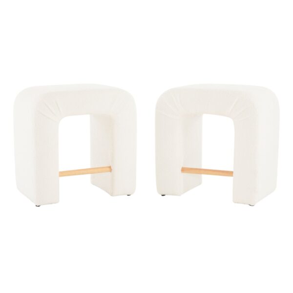 Boucle Stool (Set of 2), Dining Chairs For Home Kitchen Island - White