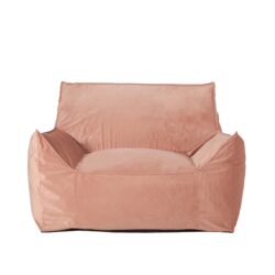 Allea - Velveteen Bean Bag Chair With Armrests, Soft Velvet - Pink