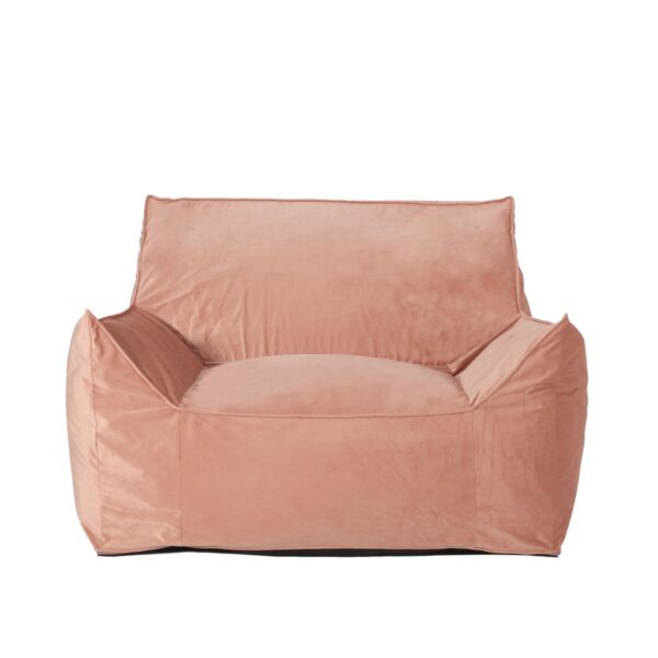 Allea - Velveteen Bean Bag Chair With Armrests, Soft Velvet - Pink