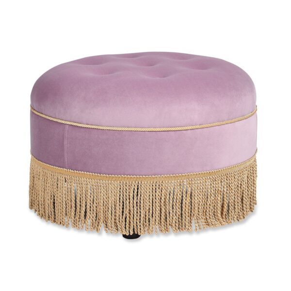 Yolanda - Round Upholstered Accent Ottoman - Lavender