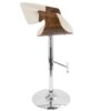 Curvo - Mid-Century Modern Adjustable Barstool With Swivel (Set of 2) - Chrome / Walnut / Cream - Image 4