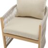 Modern Curved Aluminum Lounge Chair With Stylish Rope Weave Design And Cushioned Comfort - Beige / Natural - Image 8