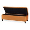 Wendover - Elegant Velvet Tufted Storage Bench With Lift Up Top And Birch Wood Legs - Burnt Orange - Image 9