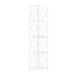 Bookshelf, Bookcase, Etagere, Corner, 4 Tier, For Office, Contemporary & Modern - White
