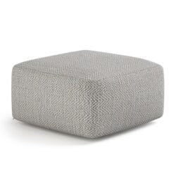 Nate - Square Pouf - Patterned Gray Melange
