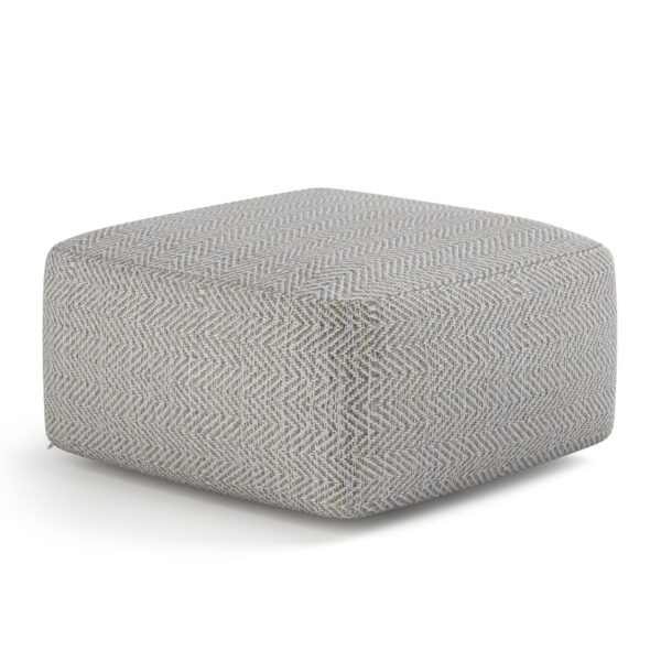 Nate - Square Pouf - Patterned Gray Melange