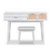 Classic Wood Makeup Vanity Set With Flip-Top Mirror And Stool, Dressing Table With Three Drawers And Storage Space - White - Image 12