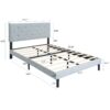 Modern Twin Size Upholstered Platform Bed Frame With Button Tufted Linen Fabric Headboard - Light Gray - Image 12
