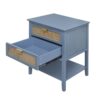 2 Drawer Side Table, Natural Rattan, American Furniture, End Table Suitable For Bedroom, Living Room, Or Study - Blue - Image 10