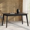 Mid Century Dining Table With Rubberwood Legs And Faux Wood Tabletop - Black - Image 6