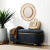 Modern Upholstered Storage Ottoman Bench With Seating - Dark Blue - Image 6
