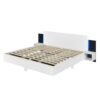King Size Floating Platform Bed, With LED Lights, Bedside Nightstand - White - Image 2
