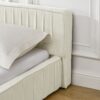 Queen Size Upholstered Platform Bed Frame With Chenille Fabric And Pleated Design - Beige - Image 9